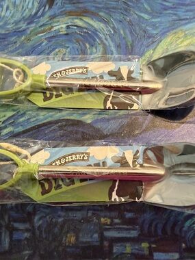 Green and Silver Ice Cream Spoon - Set of 2